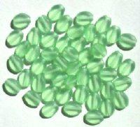 50 8x6mm Transparent Matte Light Green Flat Oval Glass Beads